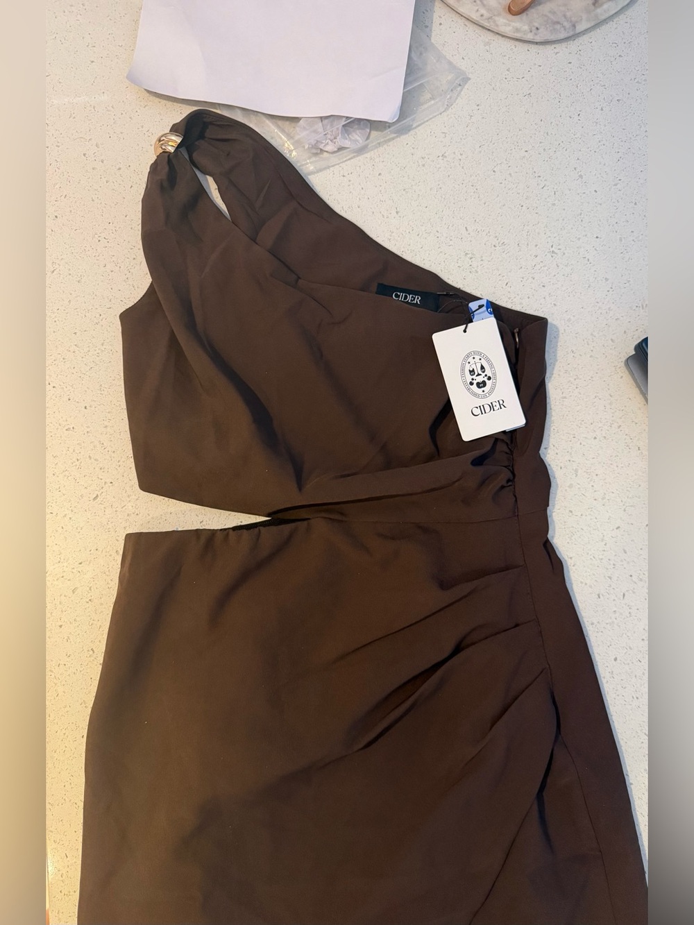 Cider Chocolate Brown Asymmetrical Wrap Skirt - Picture 4 of 4
